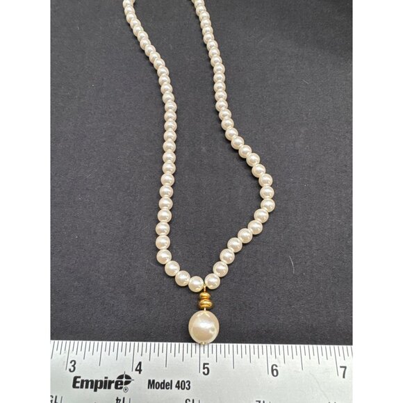 Vintage Napier Faux Pearl 16” Necklace With Gold-Tone Pendant & Hook Clasp - Picture 6 of 6
